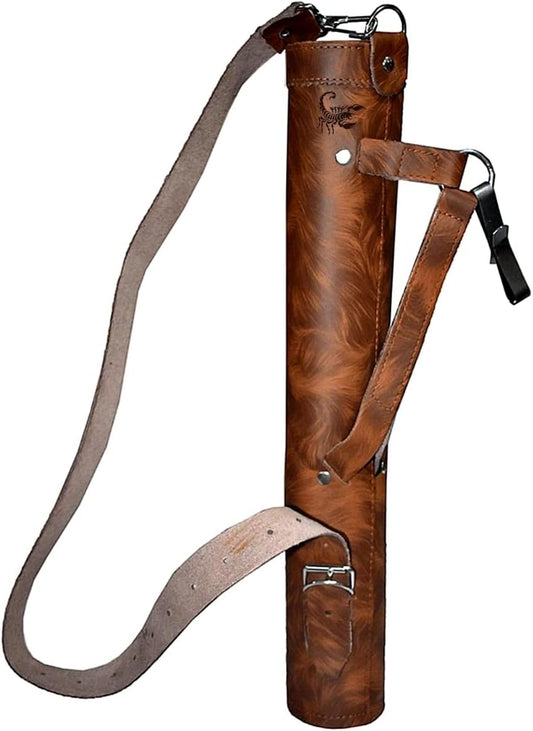Apollo Archery Back Arrow Quiver - Genuine Leather Arrow Case - Traditional Handmade Archery Quiver for Hunting & Target Practicing - Adjustable Lightweight & Comfortable Cow Leather